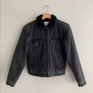 American Eagle Black Sherpa Denim Jacket